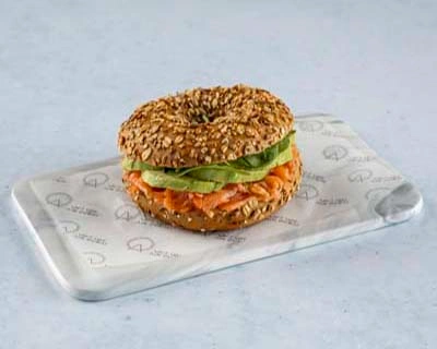 Smoked Salmon & Avocado Bagel: 